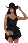 rochie scurta neagra cu volane